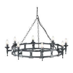 Żyrandol Saxon - 8 źródeł światła - Czarny, srebrna patyna SAX8-BLK-SIL