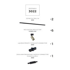 3022 ZESTAW 6 SZYNOPRZEWODY BLACK/GOLD JEDNOOBWODOWY
