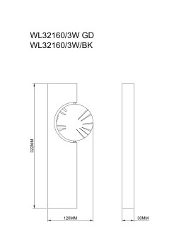 WL32160/3W/BK FLUX KINKIET CZARNY+ZŁOTY/BLACK+GOLD