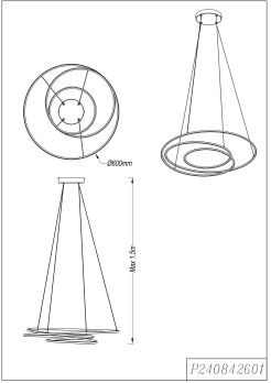 P240842601 ZEPHYRA LAMPA WISZĄCA CZARNA/BLACK