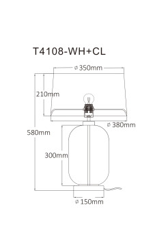 T4108-WH+CL VAZE LAMPA STOŁOWA