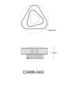 C0496-04G-F7AC HELIOS LAMPA SUFITOWA ZŁOTA/GOLD