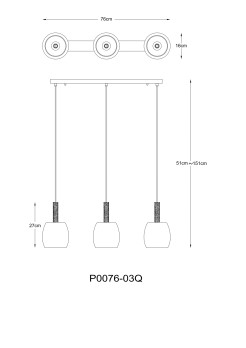 P0076-03Q-P7AA CALVO LAMPA WISZĄCA CZARNY MAT+ZŁOTA/MATT BLACK+GOLD