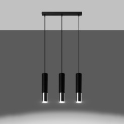 Lampa wisząca LOOPEZ 3L czarny/chrom