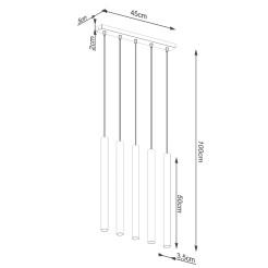 Lampa wisząca PASTELO 5L beton