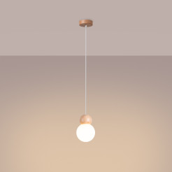 Lampa wisząca PEKKA 1 biała/naturalne drewno
