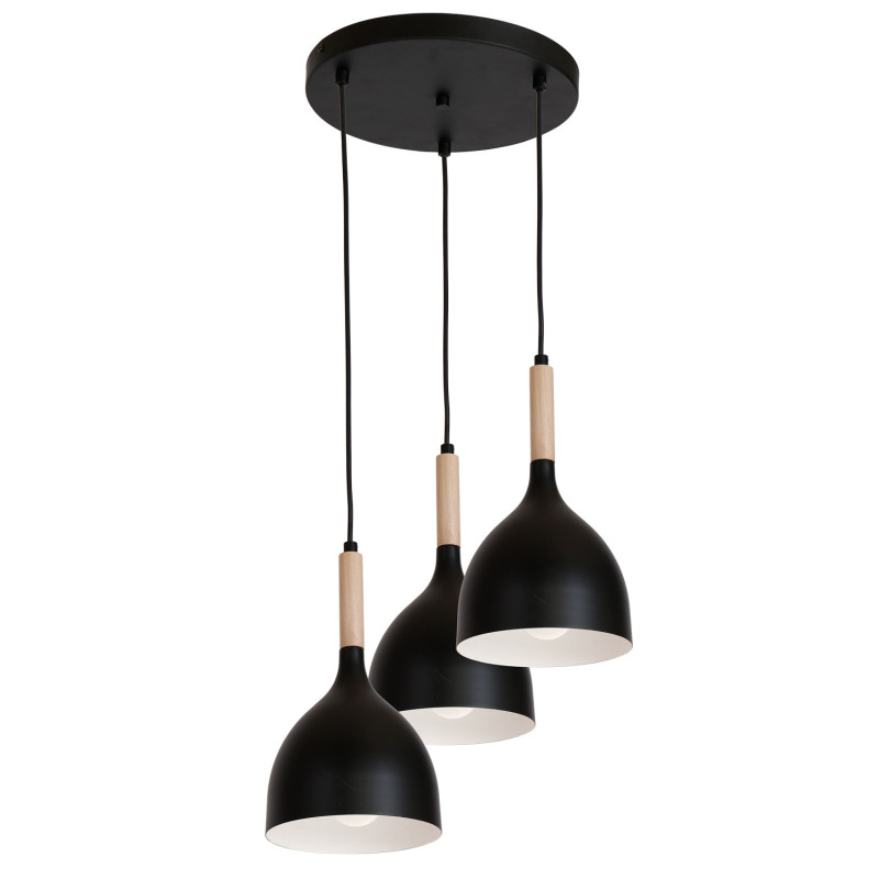 żyrandol talerz Noak black/natural wood 3xE27 01192