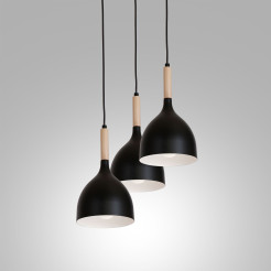 żyrandol talerz Noak black/natural wood 3xE27 01192