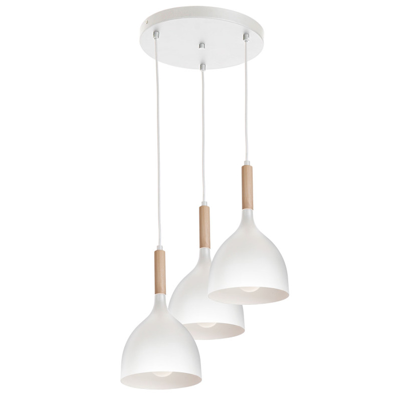 żyrandol talerz Noak white/natural wood 3xE27 01195