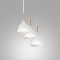 żyrandol talerz Noak white/natural wood 3xE27 01195