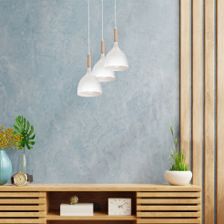 żyrandol talerz Noak white/natural wood 3xE27 01195
