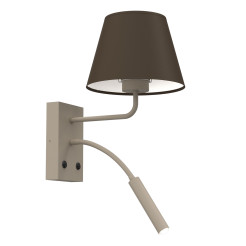 kinkiet, switch  beige/brown (cone shade: 2064) 1xE27+1xG9 04654