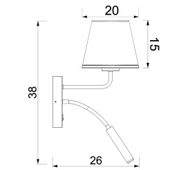 kinkiet, switch  beige/brown (cone shade: 2064) 1xE27+1xG9 04654