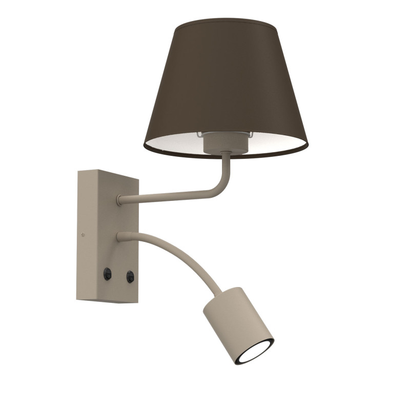 kinkiet, switch  beige/brown (cone shade: 2064) 1xE27+1xGU10 04656