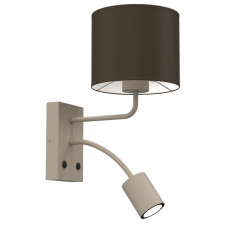 kinkiet, switch  beige/brown (shade: 2067) 1xE27+1xGU10 04657