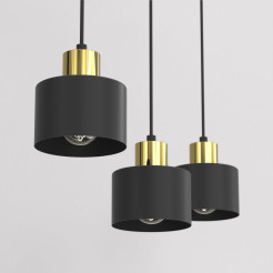 żyrandol plate dia 300 mm  black/gold 3xE27 08784