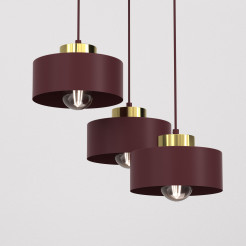 żyrandol  plate dia 300 mm burgundy/gold 3xE27 09703