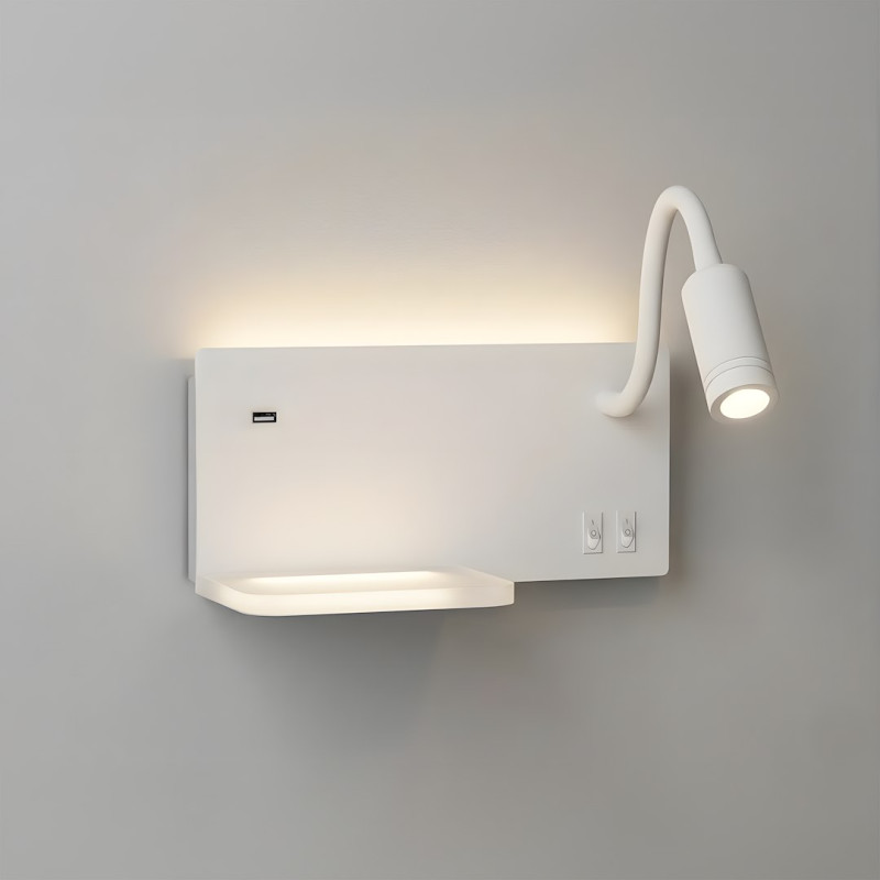 Lampa nocna z półką Shelf Led 4W+5W+2W prawa Biały ML0694