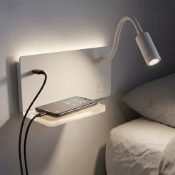 Lampa nocna z półką Shelf Led 4W+5W+2W prawa Biały ML0694