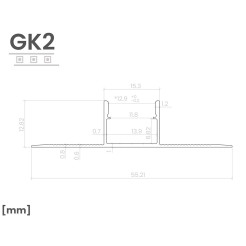 Profil LED wpuszczany GK2 zestaw z kloszem mlecznym 2m EKG2432