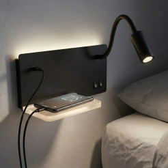 Lampa nocna z półką Shelf Led 4W+5W+2W prawa Czarny ML2887