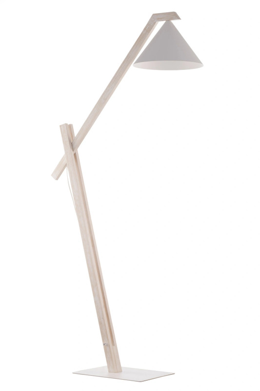 lampa podłogow biały/drewno bielone 41817