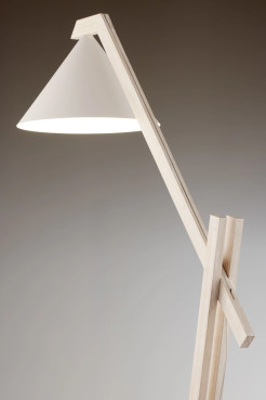 lampa podłogow biały/drewno bielone 41817