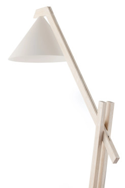 lampa podłogow biały/drewno bielone 41817