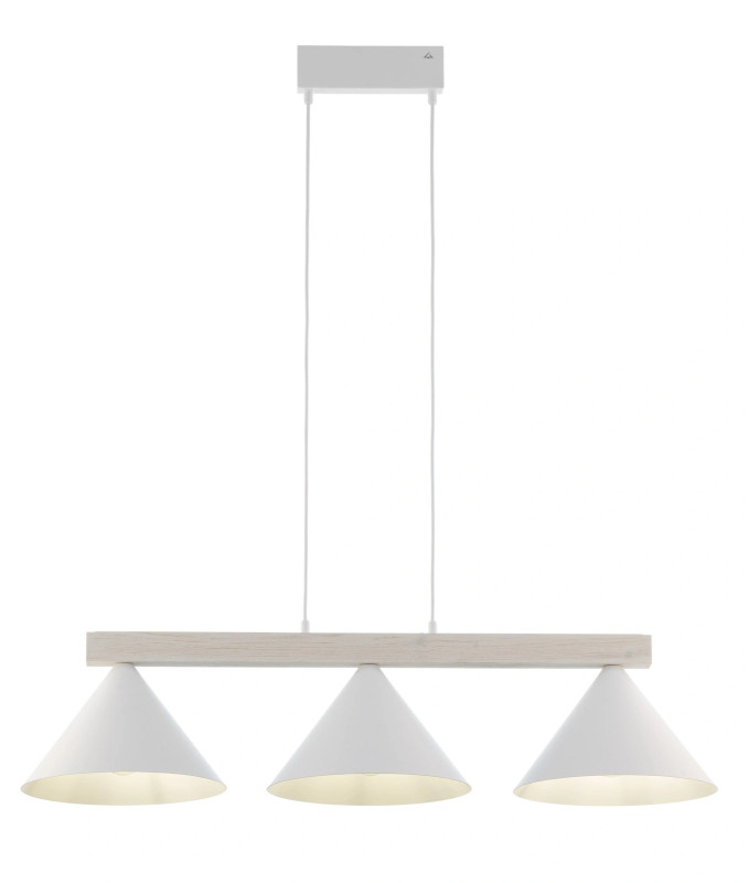 3 lampa wisząca biały/drewno bielone 41818