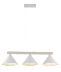 3 lampa wisząca biały/drewno bielone 41818