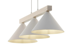 3 lampa wisząca biały/drewno bielone 41818