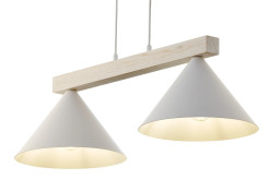 2 lampa wisząca biały/drewno bielone 41819