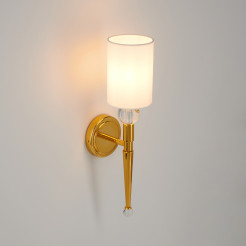 Lampa ścienna  52 cm-  złoty kinkiet z białym abażurem ST-8421 AGB-CE GOLD