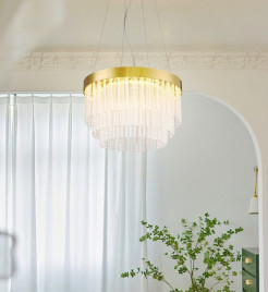 Lampa wisząca   40 cm - żyrandol  kryształowo-złoty ST-DL8510