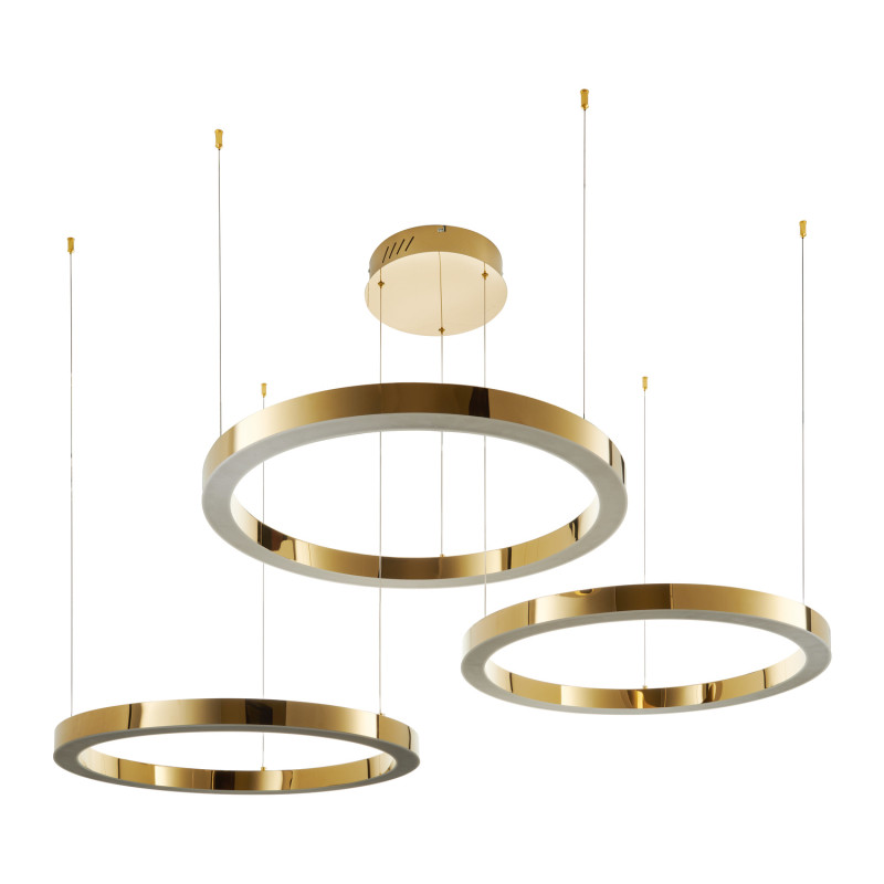 Lampa wisząca  3 40+60+80 cm - LED złoty połysk na 1 podsufitce DN924-40+60+80 gold
