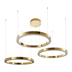Lampa wisząca  3 40+60+80 cm - LED złoty połysk na 1 podsufitce DN924-40+60+80 gold