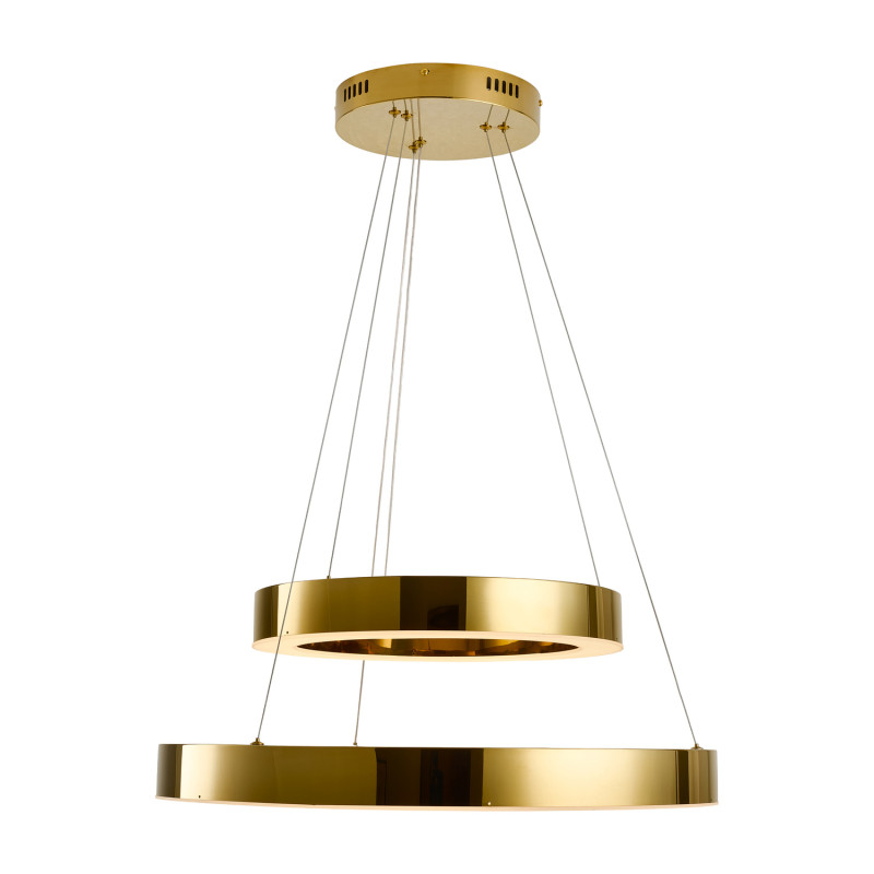 Lampa wisząca  2 40+60 cm - LED dwa ringi złoty połysk DN924-40+60 gold