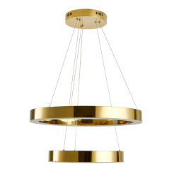 Lampa wisząca  2 40+60 cm - LED dwa ringi złoty połysk DN924-40+60 gold