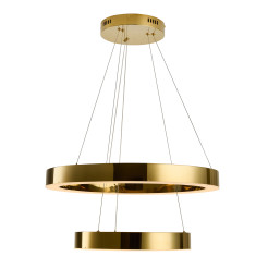 Lampa wisząca  2 40+60 cm - LED dwa ringi złoty połysk DN924-40+60 gold