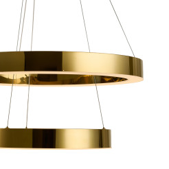 Lampa wisząca  2 40+60 cm - LED dwa ringi złoty połysk DN924-40+60 gold