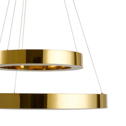 Lampa wisząca  2 40+60 cm - LED dwa ringi złoty połysk DN924-40+60 gold
