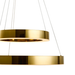 Lampa wisząca  2 40+60 cm - LED dwa ringi złoty połysk DN924-40+60 gold