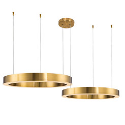 Lampa wisząca  2 60+60 cm - LED, dwa ringi mosiądz szczotkowany na 1 podsufitce ST-8848-60+60 brass