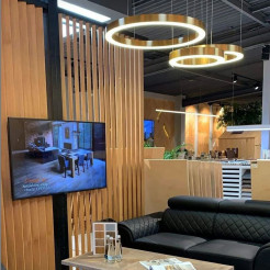Lampa wisząca  2 60+60 cm - LED, dwa ringi mosiądz szczotkowany na 1 podsufitce ST-8848-60+60 brass