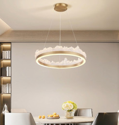 Lampa wisząca  60 cm - LED, złoty kryształowy ring ST-6490P/1