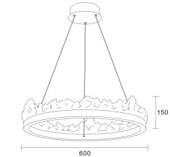 Lampa wisząca  60 cm - LED, złoty kryształowy ring ST-6490P/1