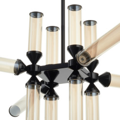 Lampa wisząca -12 LED bursztynowe szklane klosze RH115-12P amber