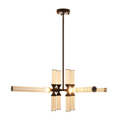 Lampa wisząca -12 LED bursztynowe szklane klosze RH115-12P amber