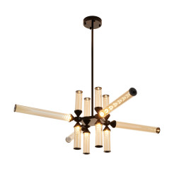 Lampa wisząca -12 LED bursztynowe szklane klosze RH115-12P amber