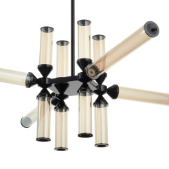 Lampa wisząca -12 LED bursztynowe szklane klosze RH115-12P amber